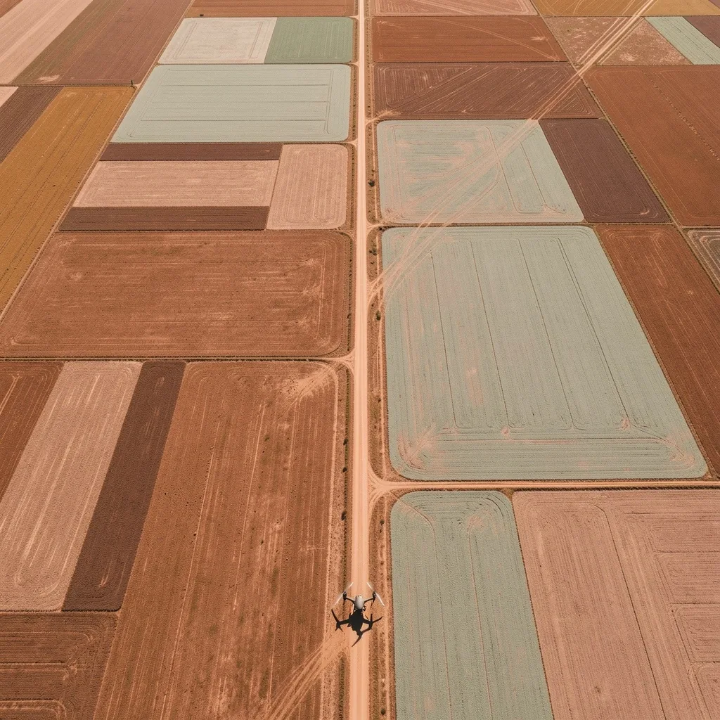 Vista aérea de campos argentinos captada por drone