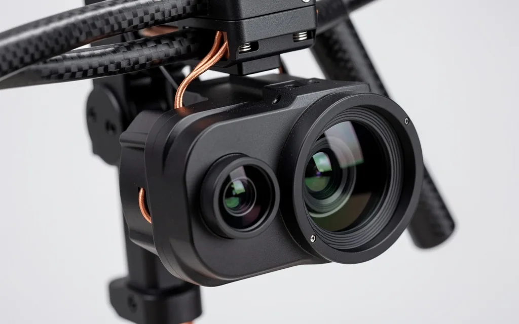 Sensor de cámara y gimbal montado en dron
