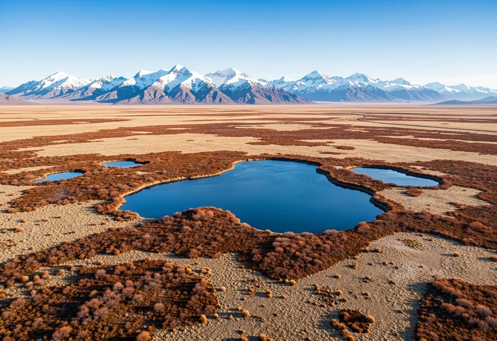 Vista aérea de paisaje patagónico desde dron
