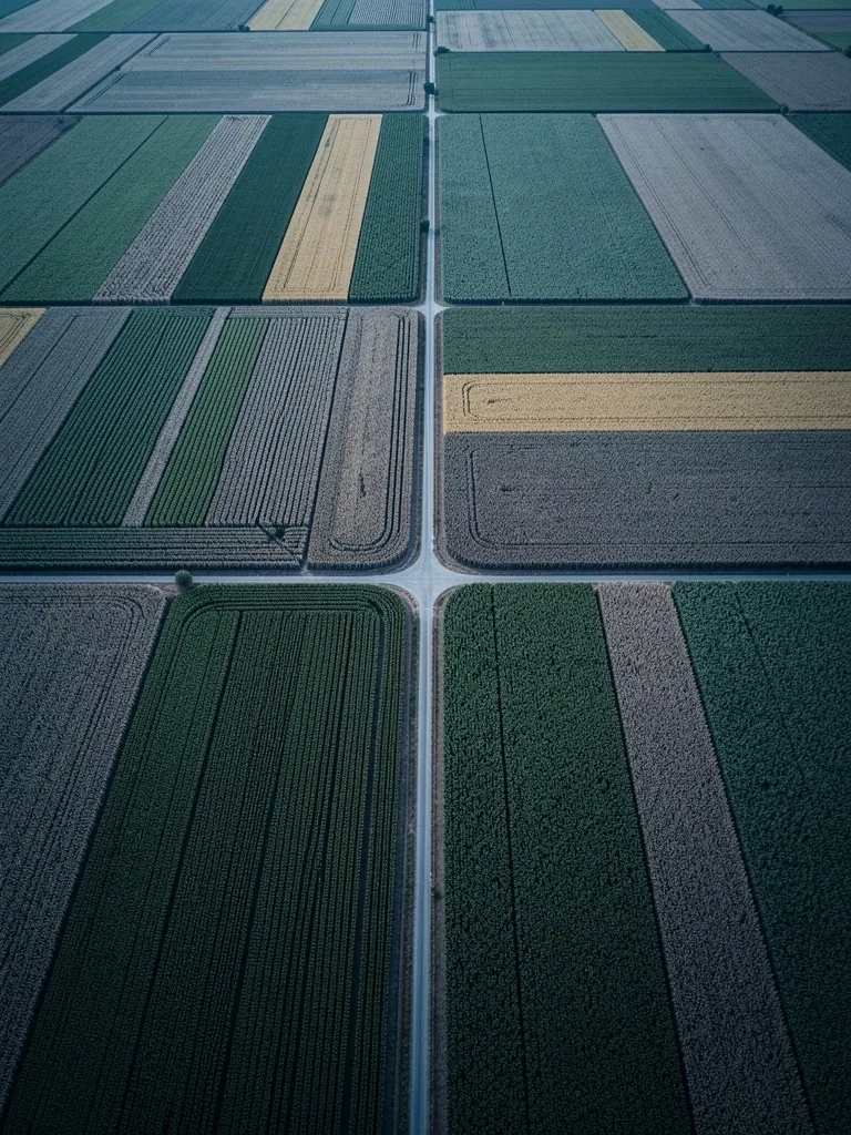 Vista aérea cenital de campos argentinos captada por dron